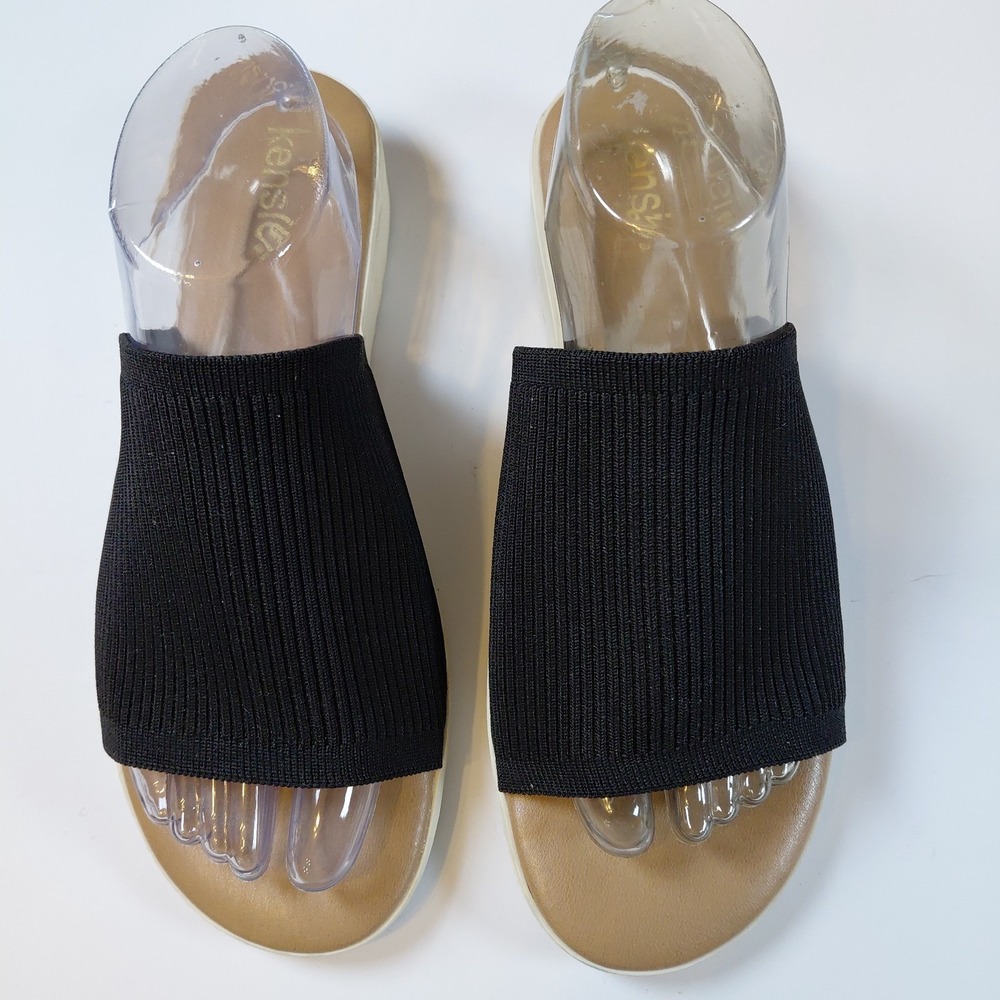 Kensie Women's Ellie Black Knit Wedge Sandals Size 10 Slide